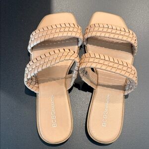 BCBGeneration Woven Strap Sandals in Beige